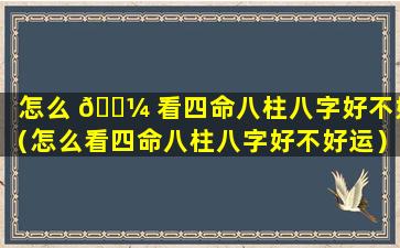 怎么 🌼 看四命八柱八字好不好（怎么看四命八柱八字好不好运）